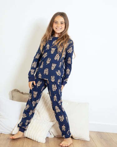 Kids Navy Cockapoo Print Long Pyjama Set